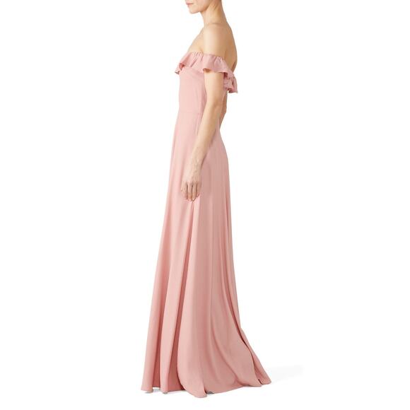 Reformation Verbena Blush Pink Off Shoulder Gown Size 2 - Picture 3 of 10